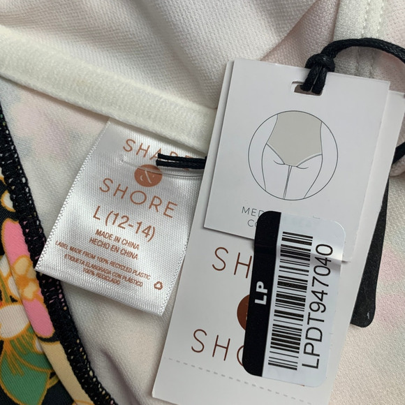 New Shade & Shore Womens Large Tropical Floral Med Seat Coverage 1PC Swim Suit - Picture 4 of 5